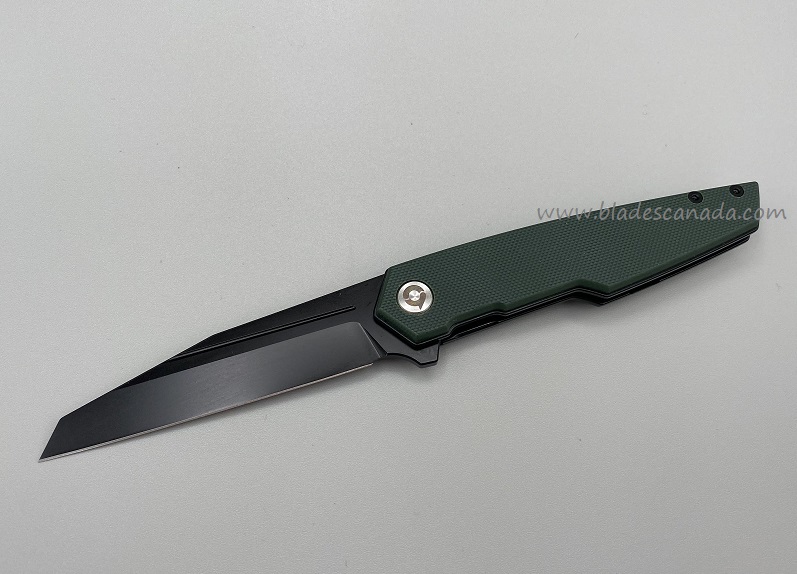 YOBO N18103G Narwhal S35VN Black Linerlock, OD Green Handle