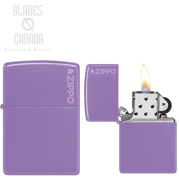 Zippo Smokey Lavender Matter w/Zippo Logo Lighter, 46681ZL