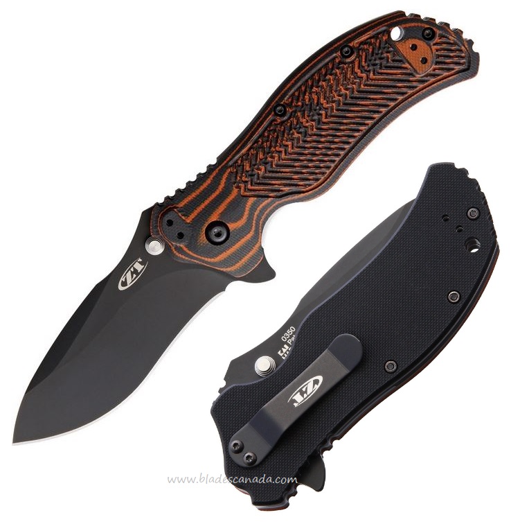 Zero Tolerance 0350MOC Flipper Folding Knife, Assisted Opening, S30V, G10 Black/Mocassin