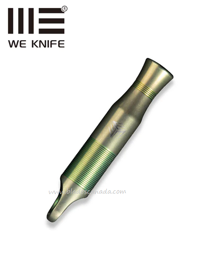 WE Knife A-05P Whistle, Titanium Green, Brown Paracord, A-05CP