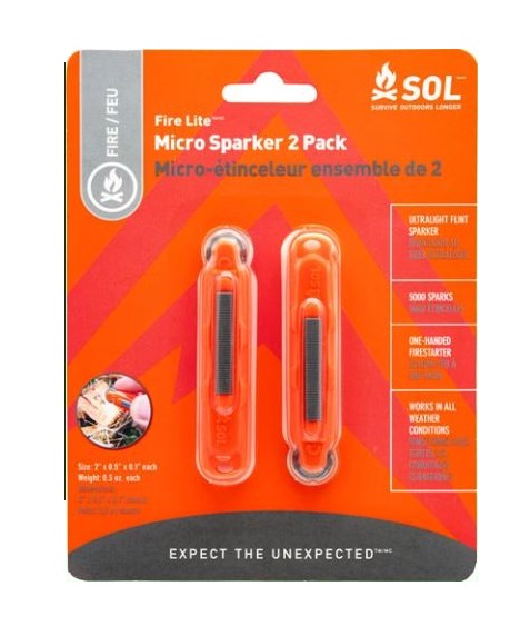 Survive Outdoors Longer SOL Fire Lite Micro Sparker - 2 Pack
