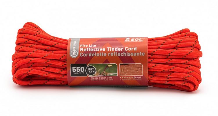 (image for) SOL Fire Lite Tinder Cord 550, Reflective Orange - 50 Ft.