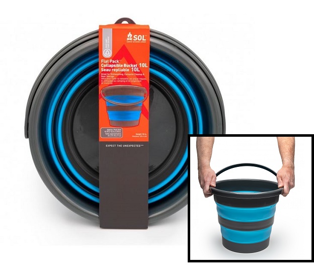 Survive Outdoors Longer SOL Flat Pack 10L Collapsible Bucket - Click Image to Close