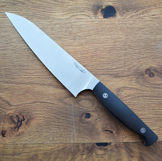Bradford Fixed Blade Chef Knife, AEB-L SW, G10 Black, 8 Chef-201-AEBL