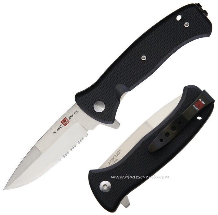 Al Mar Mini SERE 2020 Flipper Folding Knife, Assisted Opening, D2, G10 Black, AMK2201 - Click Image to Close