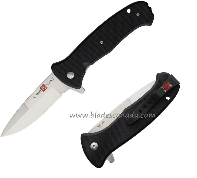 Al Mar SERE 2020 G Flipper Folding Knife, Assisted Opening, D2, G10 Black, AMK2202