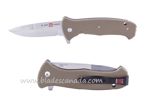 Al Mar SERE 2020 Flipper Folding Knife, Assisted Opening, 8Cr13MoV, FRN Tan, AMK2214