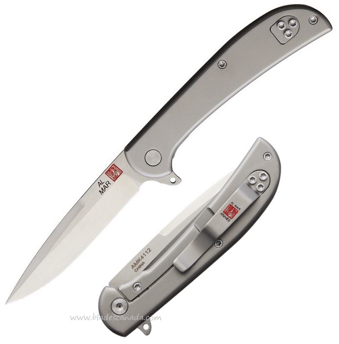 Al Mar Ultralight Hawk Flipper Framelock Folder, D2, Titanium, AMK4112 - Click Image to Close