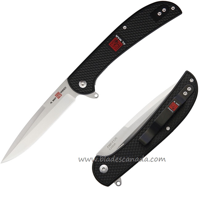 Al Mar Ultralight Eagle Flipper Folding Knife, 8Cr13MoV, FRN Black, AMK4126