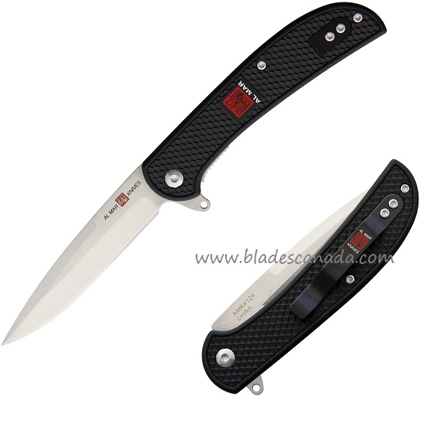 Al Mar Ultralight Falcon Flipper Folding Knife, 8Cr13MoV, FRN Black, AMK4124