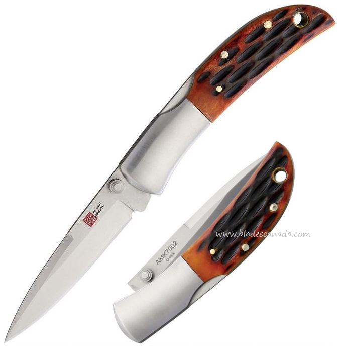 Al Mar Hawk Folding Knife, AUS8, Honey Jigged Bone, AMK7002 - Click Image to Close