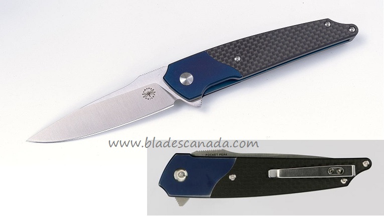 Amare Peak Folding Knife, Sandvik, Carbon Fiber Blue, 201801