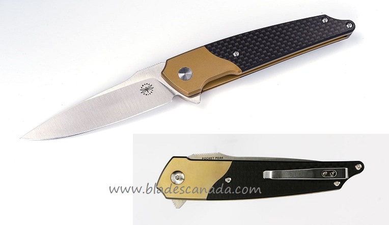 Amare Peak Flipper Folding Knife, Sandvik 14C28N, Carbon Fiber, AMR201802