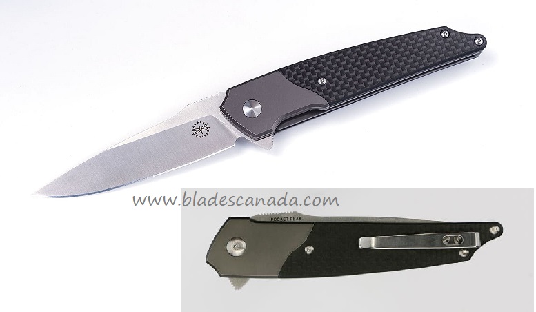 Amare Pocket Peak Flipper Folding Knife, Sandvik 14C28N, Carbon Fiber, AMR201803