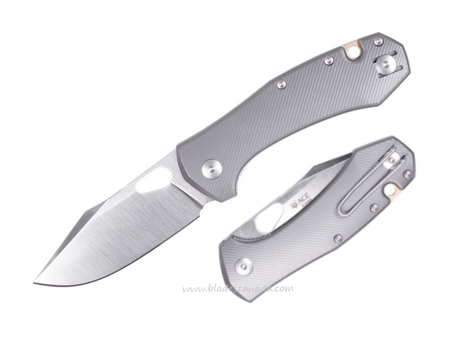 GiantMouse ACE Atelier Folding Knife, Elmax Satin, Titanium, ATELIER-TITANIUM