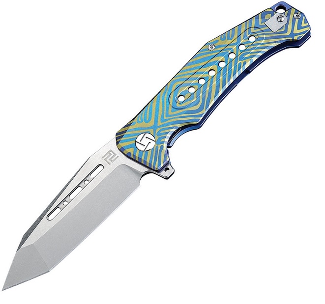 Artisan Cutlery Jungle Flipper Framelock Knife, S35VN Tanto, Titanium, 1705GBU03 - Click Image to Close
