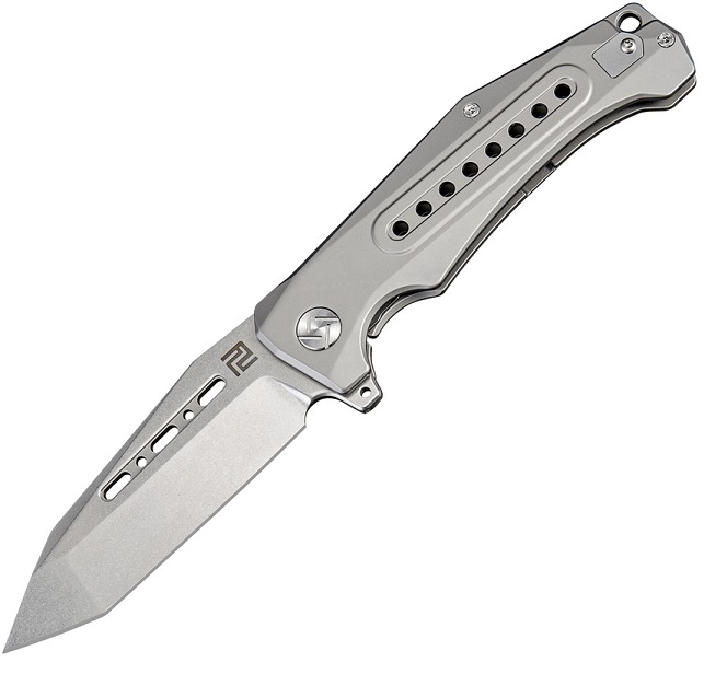 Artisan Cutlery Jungle Flipper Framelock Knife, S35VN Tanto, Titanium, 1705GGYS - Click Image to Close