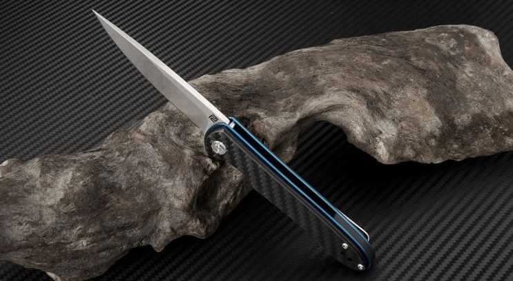 Artisan Cutlery Small Shark Flipper Folding Knife, D2, CF/G10 Blue, 1707PSCF - Click Image to Close