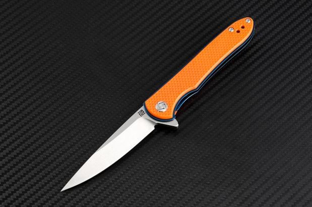 Artisan Cutlery Mini Shark Flipper Folding Knife, D2, G10 Orange, 1707PSOEF