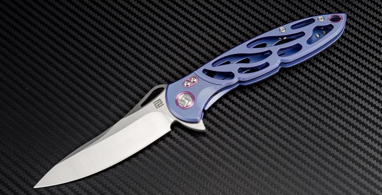 Artisan Cutlery Dragonfly Flipper Framelock Folder, S35VN, Titanium Blue, 1801GBUS