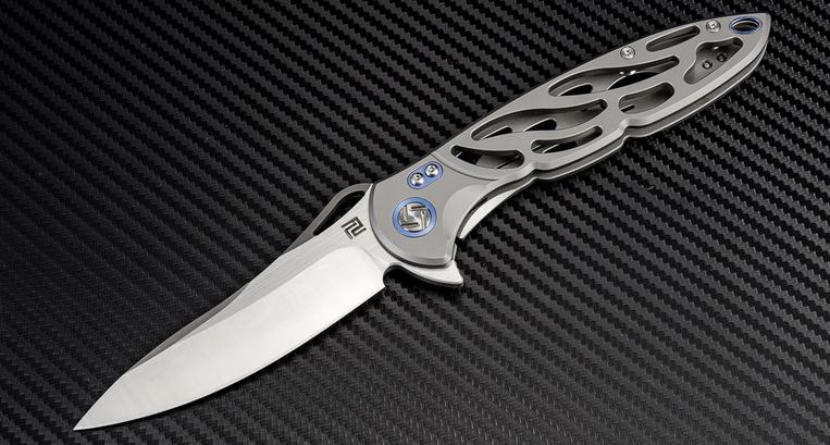 Artisan Cutlery Dragonfly Flipper Framelock Knife, S35VN, Titanium Grey, 1801GGYS