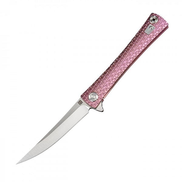 Artisan Cutlery Waistline Flipper Framelock Knife, S35VN, Titanium Pink, 1805GRES