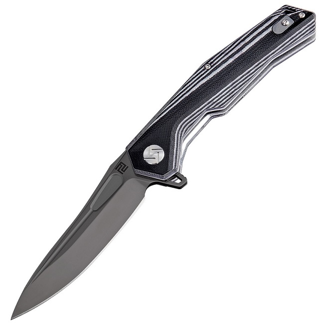 Artisan Cutlery Zumwalt Flipper Folding Knife, D2, G10 Black/White, 1808PBBGC - Click Image to Close