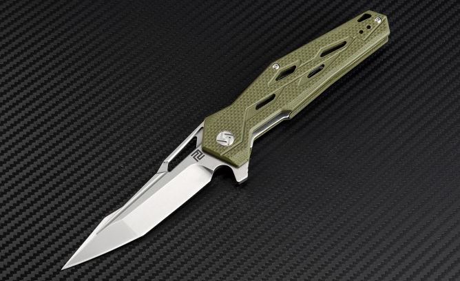 Artisan Cutlery Interceptor Flipper Folding Knife, D2, G10 Green, 1812PSGN - Click Image to Close