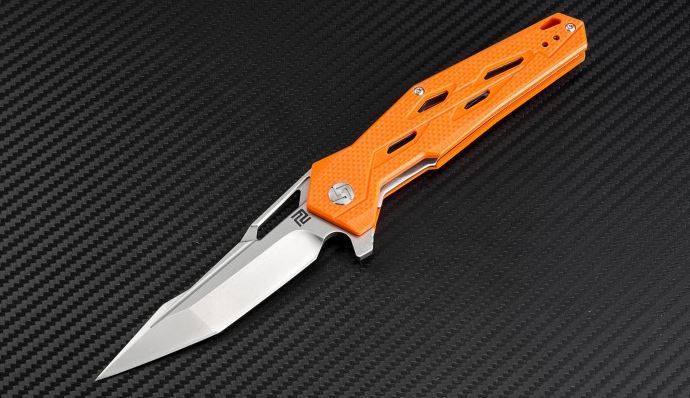 Artisan Cutlery Interceptor Flipper Folding Knife, D2, G10 Orange, 1812PSOE