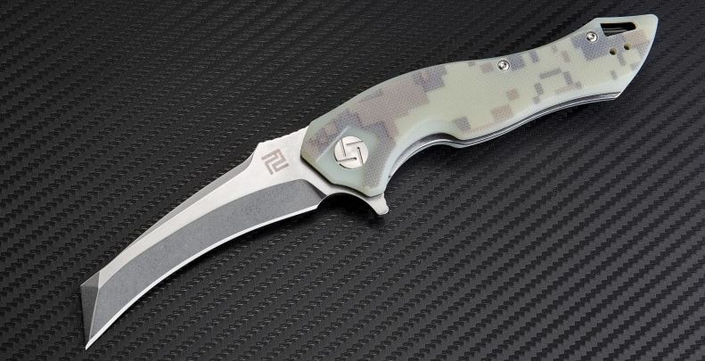 Artisan Cutlery Eagle Flipper Folding Knife, D2, G10 Camo, 1816PCGF