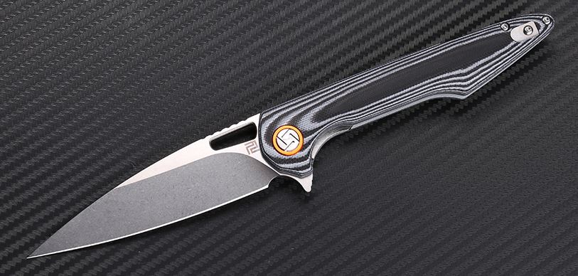 Artisan Cutlery Archaeo Flipper Folding Knife, D2, G10 Black/White, 1821PBGC - Click Image to Close