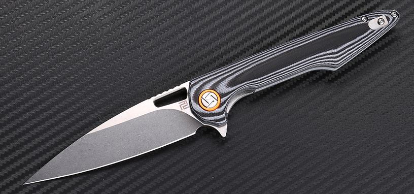 Artisan Cutlery Mini Archaeo Flipper Folder, D2, G10 White/Black, 1821PSBGC - Click Image to Close