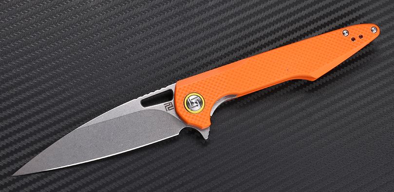 Artisan Cutlery Mini Archaeo Flipper Folder, D2, G10 Orange, 1821PSOEF