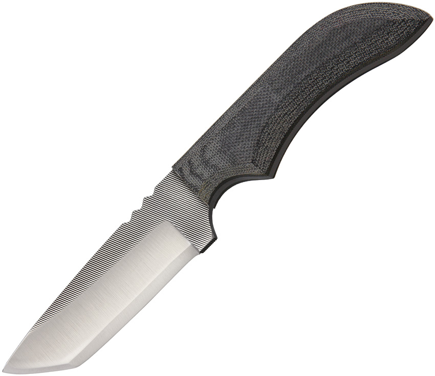 Anza Fixed Blade Knife, Carbon Steel, Micarta Black, Leather Sheath, AZJWK1M - Click Image to Close