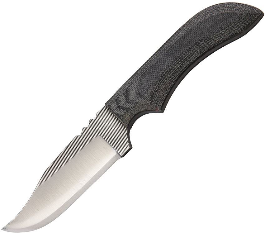 Anza Fixed Blade Knife, Carbon Steel, Micarta Black, Leather Sheath, AZJWK2M - Click Image to Close