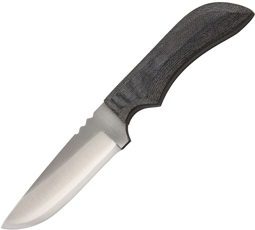 Anza Fixed Blade Knife, Carbon Steel, Micarta Black, Leather Sheath, AZJWK4M