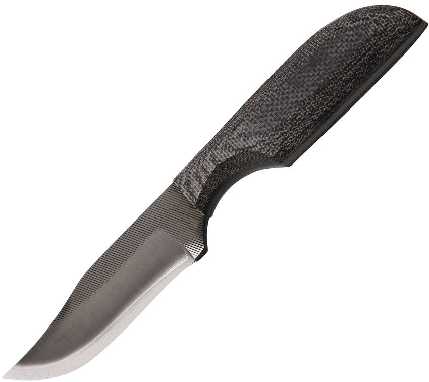 Anza Fixed Blade Knife, Carbon Steel, Micarta Black, Leather Sheath, AZLBKM - Click Image to Close