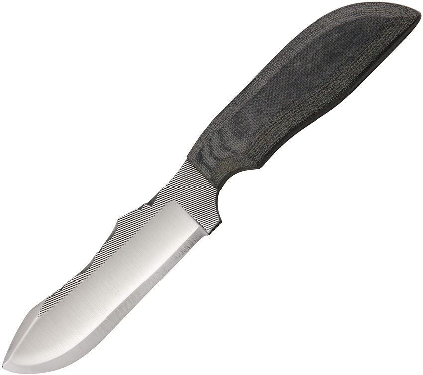 Anza Fixed Blade Knife, Carbon Steel, Micarta Black, Leather Sheath, AZMC4M