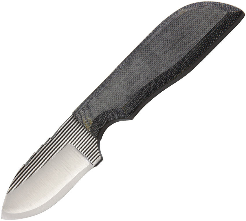 Anza Fixed Blade Knife, Carbon Steel, Micarta Black, Leather Sheath, AZSM