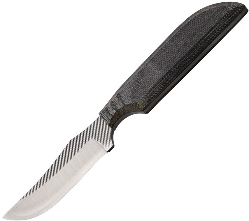 Anza Fixed Blade Knife, Carbon Steel, Micarta Black, Leather Sheath, AZSP2M