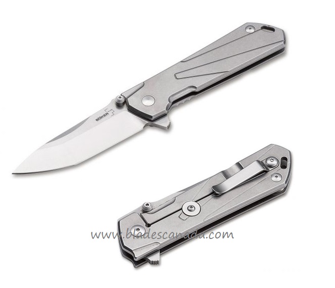 Boker Plus Kihon Flipper Framelock Knife, D2 Tanto, Stainless, 01BO764