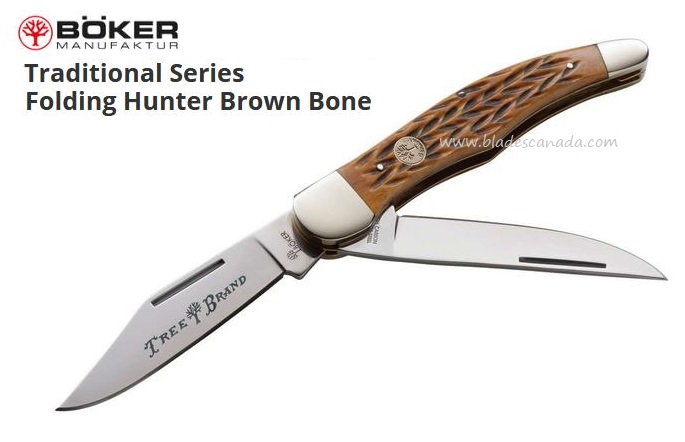 Boker Traditional Hunter Slipjoint Folding Knife, Carbon Steel, Bone Handle, 110273BB