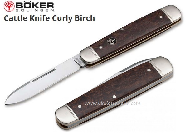 Boker Germany Catle Curly Birch Folding Knife, N690, 110910 - Click Image to Close