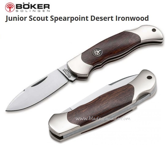 Boker Germany Junior Scout Folding Knife, N690, Desert Ironwood, 111940 - Click Image to Close