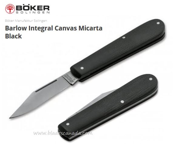 Boker Germany Barlow Integral Slipjoint Folding Knife, N690, Micarta Black, Micarta Bolster, 111943