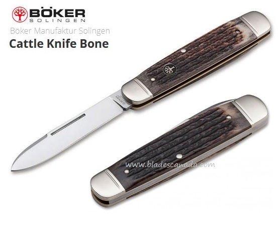 Boker Germany Cattle Folding Knife, N690, Bone Handle, 112910