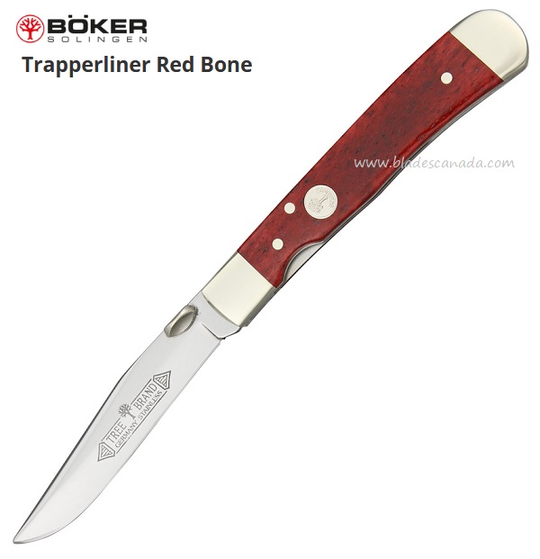 Boker Germany Trapperliner Folding Knife, Stainless Steel, Red Bone, 114711