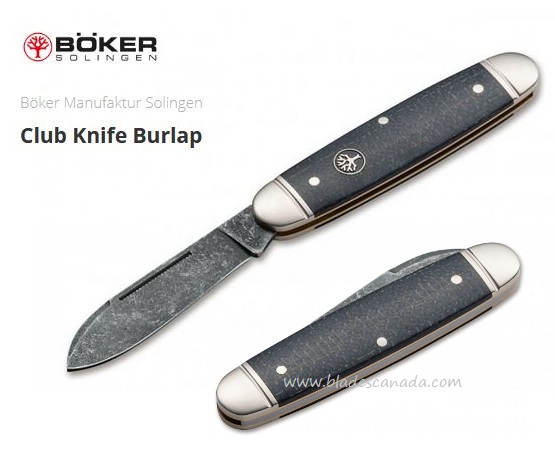 Boker Germany Club Burlap Slipjoint Knife, O1 Steel, Micarta, 114909