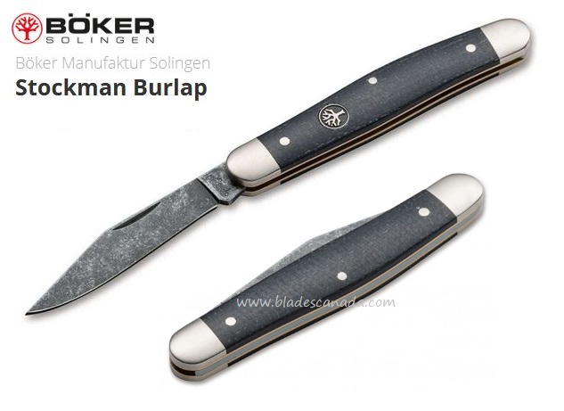 Boker Germany Stockman Burlap Folding Knife, O1 Steel, Micarta, 114985