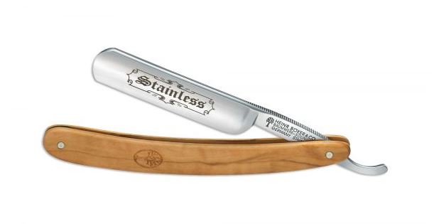 Boker Germany Straight Razor, Stainless, Olive Wood, 140537 - Click Image to Close